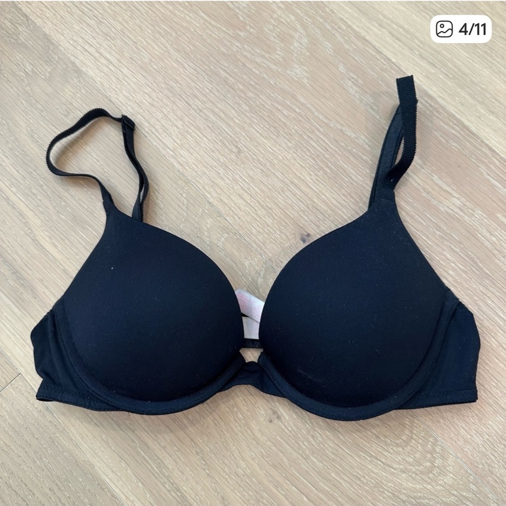 Victorias Secret PINK Tan Black Strapless Bra 32B XS Small Lingerie Sexy Neutral